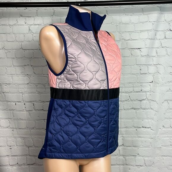 Nike Aerolayer Quilted Colorblock running vest Blue, gray & peach Sz Medium - Picture 2 of 8